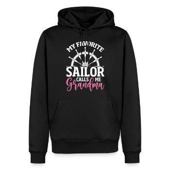 Mon marin préféré m’appelle mamie drôle de voile - Sweat à capuche Premium bio Homme - noir - Devant - Nico (187cm)
