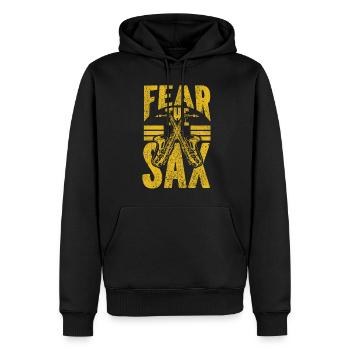Saxophones Pun Fear The Sax - Men’s Premium Organic Hoodie - black - Front - Nico (187cm)