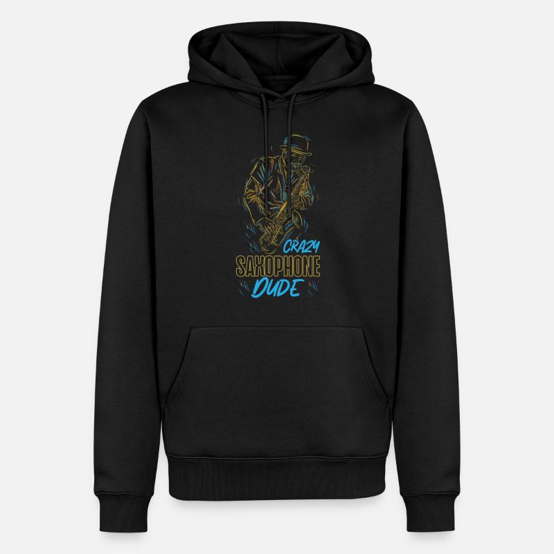 Saxophone Crazy Saxophone Dude - Sweat à capuche Premium bio Homme - noir