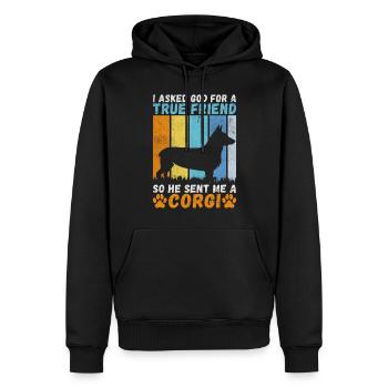 Cadeaux de corgi pour les amateurs de corgi - Sweat à capuche Premium bio Homme - noir - Devant - Nico (187cm)