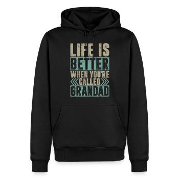 Grand-père Grand-père Pops Grand-parent - Sweat à capuche Premium bio Homme - noir - Devant - Nico (187cm)