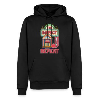 Jukebox Collector Trouver Inspecter Restaurer Répéter - Sweat à capuche Premium bio Homme - noir - Devant - Nico (187cm)