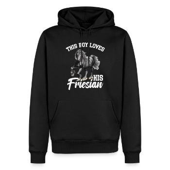 Dieser Junge Liebt Seinen Friesianer - Männer Premium Bio Hoodie - Schwarz - Vorne - Nico (187cm)