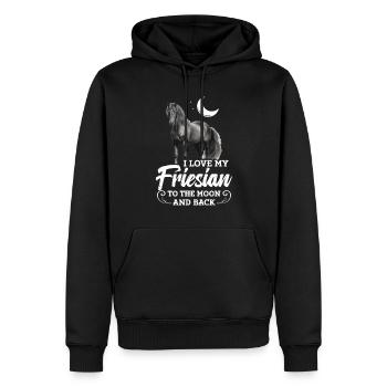 Ich Liebe Meinen Friesian Zum Mond Und Zurück - Männer Premium Bio Hoodie - Schwarz - Vorne - Nico (187cm)