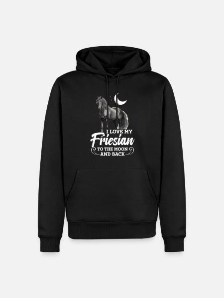 Ich Liebe Meinen Friesian Zum Mond Und Zurück - Männer Premium Bio Hoodie - Schwarz
