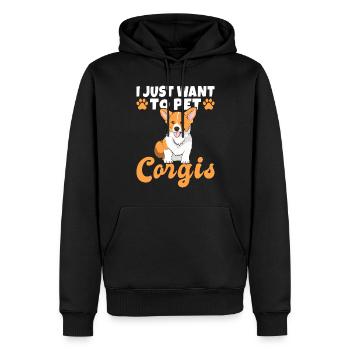 Cadeaux de corgi pour les amateurs de corgi - Sweat à capuche Premium bio Homme - noir - Devant - Nico (187cm)