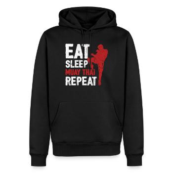 Essen Schlaf Muay Thai Wiederholung Thai Boxen Kunst von - Männer Premium Bio Hoodie - Schwarz - Vorne - Nico (187cm)