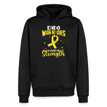 Endo Warrior Yellow Ribbon Endometriose im Becken - Männer Premium Bio Hoodie - Schwarz - Vorne - Nico (187cm)