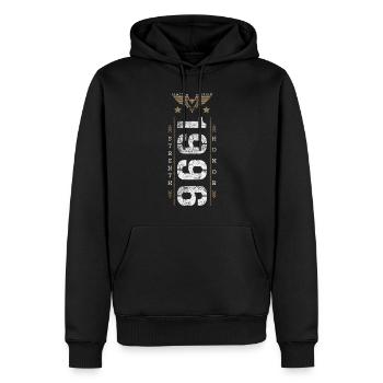 Edition Limitée 1996 Force et Honneur Anniversaire - Sweat à capuche Premium bio Homme - noir - Devant - Nico (187cm)