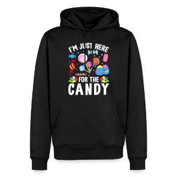 Je suis juste ici pour le bonbon drôle Sweet Tooth - Sweat à capuche Premium bio Homme - noir - Devant - Nico (187cm)