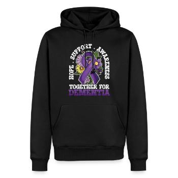 Espoir Soutien Travailler ensemble pour sensibiliser le public à la démence - Sweat à capuche Premium bio Homme - noir - Devant - Nico (187cm)