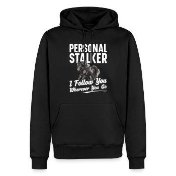 Personal stalker Je vous suis partout où vous allez - Sweat à capuche Premium bio Homme - noir - Devant - Nico (187cm)
