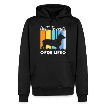 Cadeaux de corgi pour les amateurs de corgi - Sweat à capuche Premium bio Homme - noir - Devant - Nico (187cm)