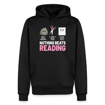 Nichts geht über das Lesen von Stein, Papier, Schere, Lustig - Männer Premium Bio Hoodie - Schwarz - Vorne - Nico (187cm)