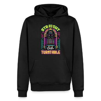 Plateau tournant Jukebox Collectible Straight Outta - Sweat à capuche Premium bio Homme - noir - Devant - Nico (187cm)