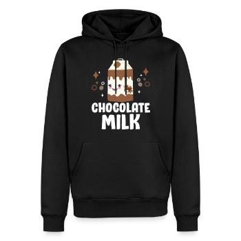 Lait au chocolat Desserts sucrés Lait aromatisé - Sweat à capuche Premium bio Homme - noir - Devant - Nico (187cm)