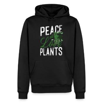 Amoureux des plantes Jardinière Fille Paix - Sweat à capuche Premium bio Homme - noir - Devant - Nico (187cm)
