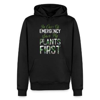 Plant Lover Gardening In Case Of - Men’s Premium Organic Hoodie - black - Front - Nico (187cm)