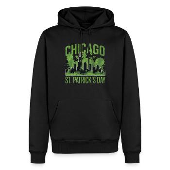 Chicago Saint-Patrick - Sweat à capuche Premium bio Homme - noir - Devant - Nico (187cm)
