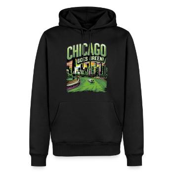 Chicago Goes Green - Männer Premium Bio Hoodie - Schwarz - Vorne - Nico (187cm)