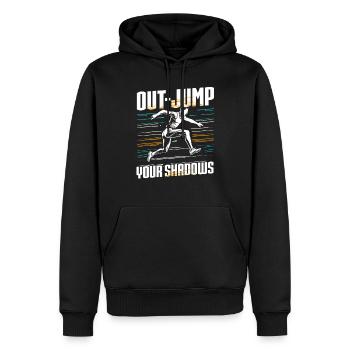 Saut en longueur Saut en longueur-Sautez vos ombres - Sweat à capuche Premium bio Homme - noir - Devant - Nico (187cm)