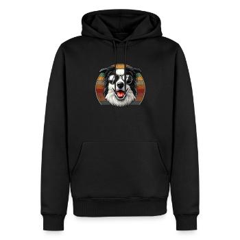 vintage Border Collie Dog - Männer Premium Bio Hoodie - Schwarz - Vorne - Nico (187cm)