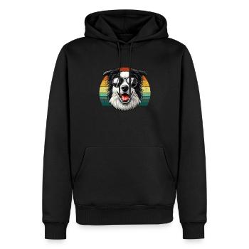 vintage Border Collie Dog - Männer Premium Bio Hoodie - Schwarz - Vorne - Nico (187cm)
