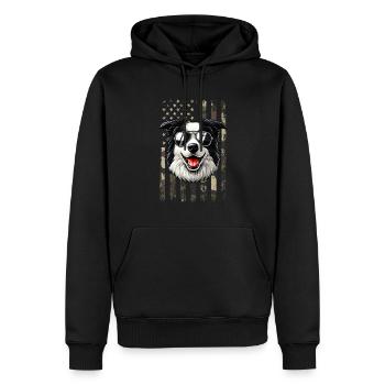 vintage Border Collie Dog - Männer Premium Bio Hoodie - Schwarz - Vorne - Nico (187cm)