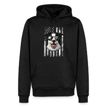 vintage Border Collie Dog - Männer Premium Bio Hoodie - Schwarz - Vorne - Nico (187cm)