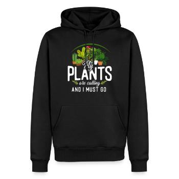 Amoureux des plantes Jardiner mes plantes - Sweat à capuche Premium bio Homme - noir - Devant - Nico (187cm)