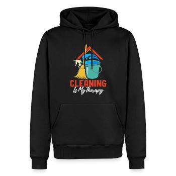 Putzen Ist Meine Therapie Lustiger Hausmeister - Männer Premium Bio Hoodie - Schwarz - Vorne - Nico (187cm)