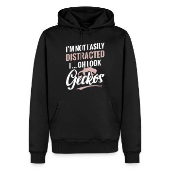 Je ne me laisse pas facilement distraire. Oh, regardez les geckos - Sweat à capuche Premium bio Homme - noir - Devant - Nico (187cm)