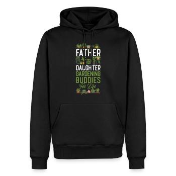 Amoureux des plantes Jardinage Papa Fille - Sweat à capuche Premium bio Homme - noir - Devant - Nico (187cm)