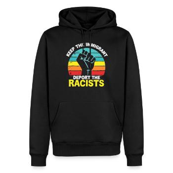 Antiracisme Diversité, justice et égalité - Sweat à capuche Premium bio Homme - noir - Devant - Nico (187cm)