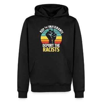 Antiracisme Diversité, justice et égalité - Sweat à capuche Premium bio Homme - noir - Devant - Nico (187cm)