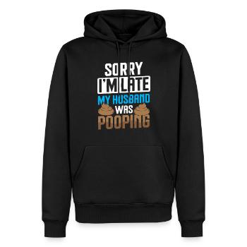Lustige "0 Tage Seit Ich Zuletzt Gekackt - Männer Premium Bio Hoodie - Schwarz - Vorne - Nico (187cm)