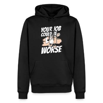 Lustige "0 Tage Seit Ich Zuletzt Gekackt - Männer Premium Bio Hoodie - Schwarz - Vorne - Nico (187cm)