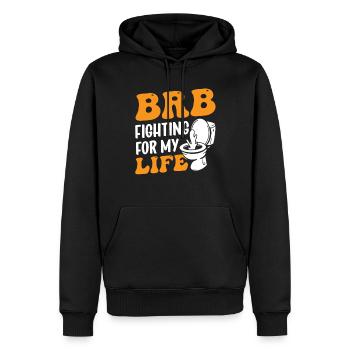 Lustige "0 Tage Seit Ich Zuletzt Gekackt - Männer Premium Bio Hoodie - Schwarz - Vorne - Nico (187cm)