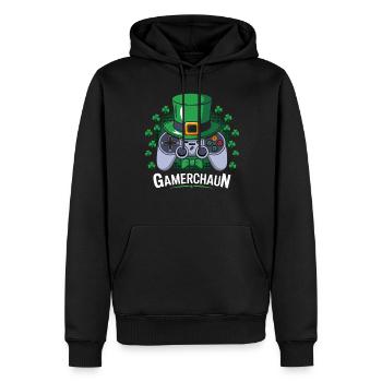 Gamerchaun Shamrock St Patrick's Day Leprechaun - Männer Premium Bio Hoodie - Schwarz - Vorne - Nico (187cm)