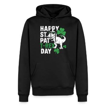 Happy St. Pat T-Rex Day Dinosaure T-Rex Trèfles - Sweat à capuche Premium bio Homme - noir - Devant - Nico (187cm)