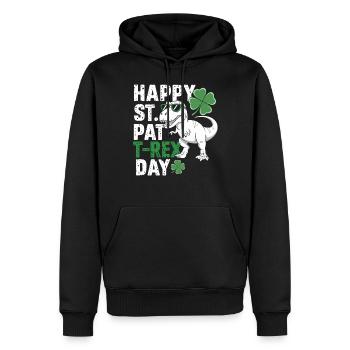 Happy St. Pat T-Rex Day Dinosaure T-Rex Trèfles - Sweat à capuche Premium bio Homme - noir - Devant - Nico (187cm)