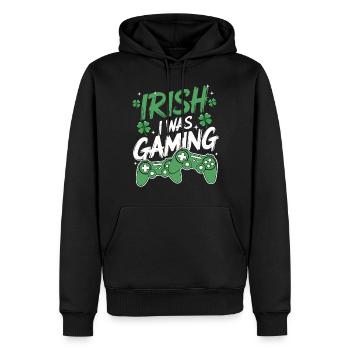 Irish I Was Gaming St Patrick’s Day Gamer Men kids - Männer Premium Bio Hoodie - Schwarz - Vorne - Nico (187cm)
