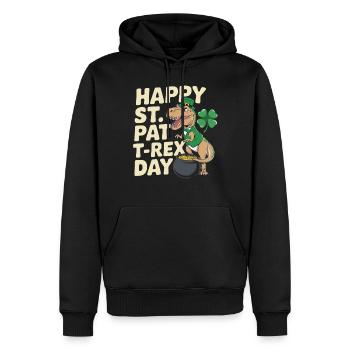 Happy St. Pat T-Rex Day Dinosaure T-Rex Trèfles - Sweat à capuche Premium bio Homme - noir - Devant - Nico (187cm)
