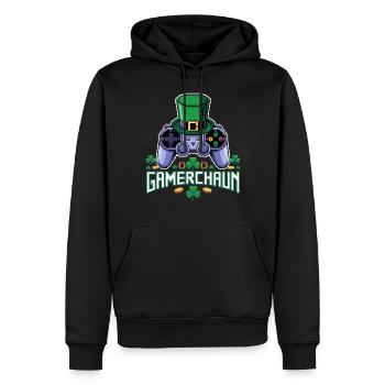 Gamerchaun Shamrock St Patrick's Day Leprechaun - Männer Premium Bio Hoodie - Schwarz - Vorne - Nico (187cm)