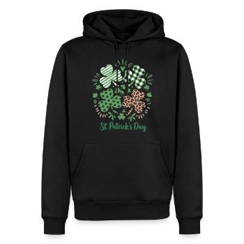 Plaid Leopard Print Shamrock St. Patrick's Day - Männer Premium Bio Hoodie - Schwarz - Vorne - Nico (187cm)