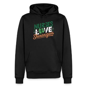 Nurses Heartbeat Love Shenanigans St. Patrick's - Männer Premium Bio Hoodie - Schwarz - Vorne - Nico (187cm)