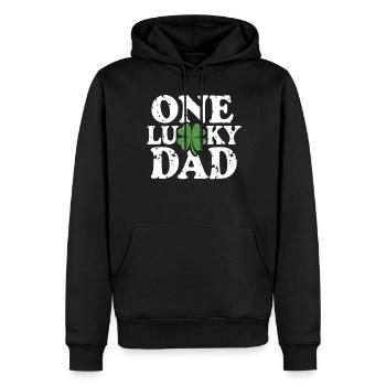 One Lucky Dad St Patrick Day Vintage Clover Daddy - Männer Premium Bio Hoodie - Schwarz - Vorne - Nico (187cm)