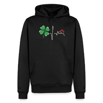 Shamrock Heartbeat Saint-Patrick Amour Femmes - Sweat à capuche Premium bio Homme - noir - Devant - Nico (187cm)