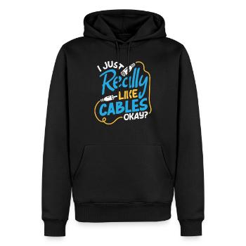 Funny Audiovisual Technician AV Tec - Men’s Premium Organic Hoodie - black - Front - Nico (187cm)