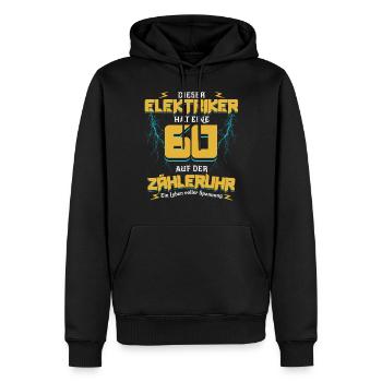 60 Auf der Zähleruhr Elektriker Geburtstag - Männer Premium Bio Hoodie - Schwarz - Vorne - Nico (187cm)